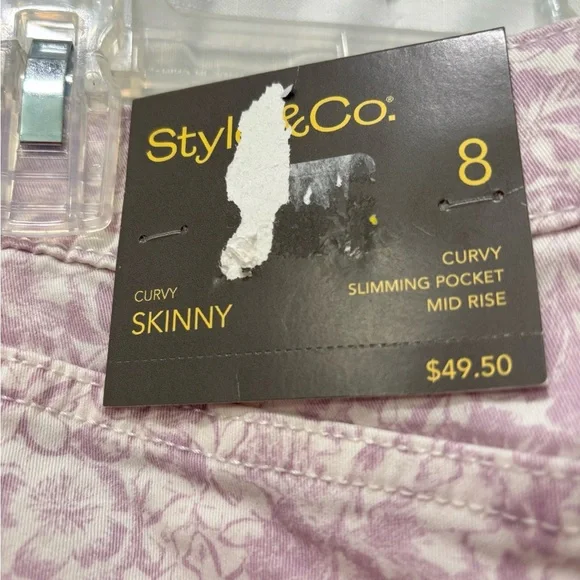 Women’s Style & Co Floral Patterned Skinny Jeans Size 8 NWT - Picture 4 of 4